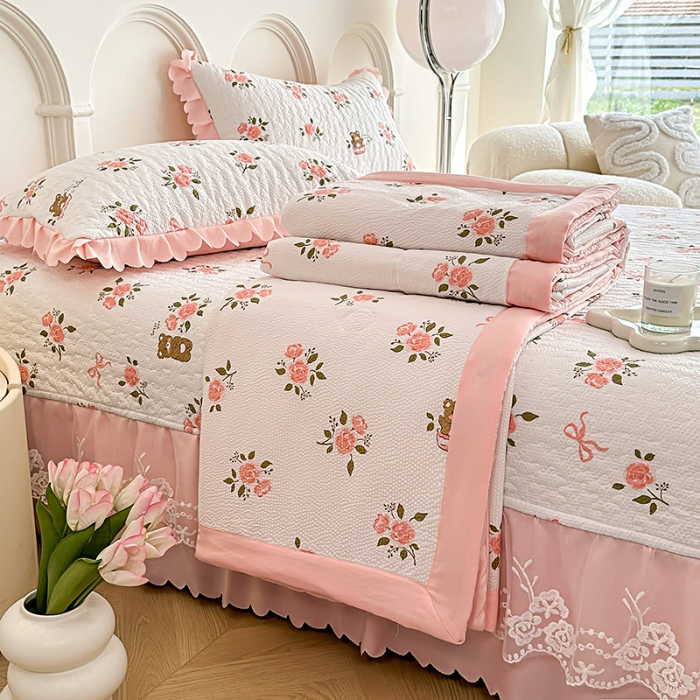 91家纺网 家纺一手货源 找家纺 （总）漫布云A类双层纱棉麻床盖款夏被四件套水洗棉泡泡纱泡泡棉小竺棉夏被床盖款四件套 