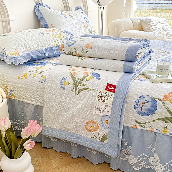 91家纺网 家纺一手货源 找家纺 （总）漫布云A类双层纱棉麻床盖款夏被四件套水洗棉泡泡纱泡泡棉小竺棉夏被床盖款四件套 