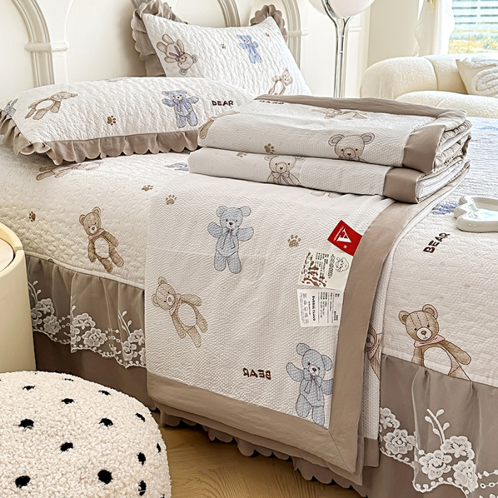 91家纺网 家纺一手货源 找家纺 （总）漫布云A类双层纱棉麻床盖款夏被四件套水洗棉泡泡纱泡泡棉小竺棉夏被床盖款四件套 