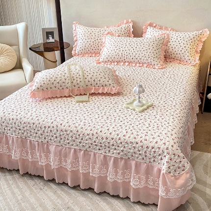 91家纺网 家纺一手货源 找家纺 苏米娜2024春夏A类小清新双层纱棉麻泡泡棉床盖三件套有氧提花小竺棉纯棉全棉泡泡纱床盖三件套