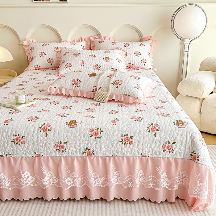 91家纺网 家纺一手货源 找家纺 苏米娜2024春夏A类小清新双层纱棉麻泡泡棉床盖三件套有氧提花小竺棉纯棉全棉泡泡纱床盖三件套