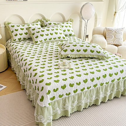 91家纺网 家纺一手货源 找家纺 苏米娜2024春夏A类小清新双层纱棉麻泡泡棉床盖三件套有氧提花小竺棉纯棉全棉泡泡纱床盖三件套