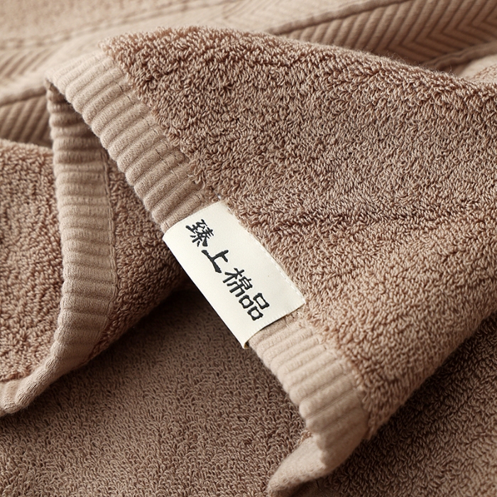 91家纺网 家纺一手货源 找家纺 朴尔家纺-毛巾被 2024新款32股全棉精织缎档维斯克加厚加大浴巾 摩卡咖90*180cm