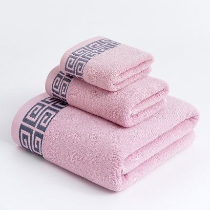 91家纺网 家纺一手货源 找家纺 （总）朴尔家纺-毛巾被 2024新款全棉32股民族风长城格加厚毛巾浴巾方巾三件套