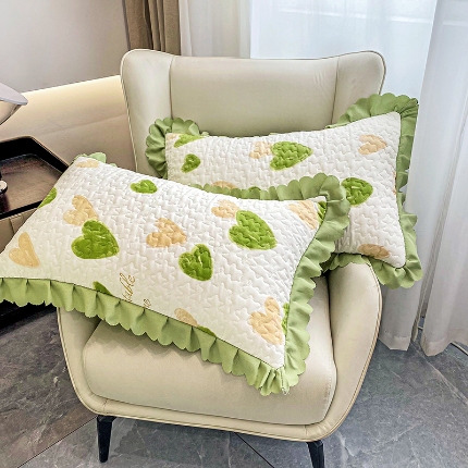 91家纺网 家纺一手货源 找家纺 总苏米娜2024春夏A类母婴级双层纱棉麻夹棉枕套一对泡泡纱泡泡棉全棉磨毛纯棉水洗棉夹棉花边枕套一对