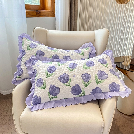 91家纺网 家纺一手货源 找家纺 总苏米娜2024春夏A类母婴级双层纱棉麻夹棉枕套一对泡泡纱泡泡棉全棉磨毛纯棉水洗棉夹棉花边枕套一对