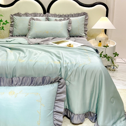 91家纺网 家纺一手货源 找家纺 （总）新20 经年2025年水洗真丝冰丝天丝韩版夏被四件套直播爆款 一世系列