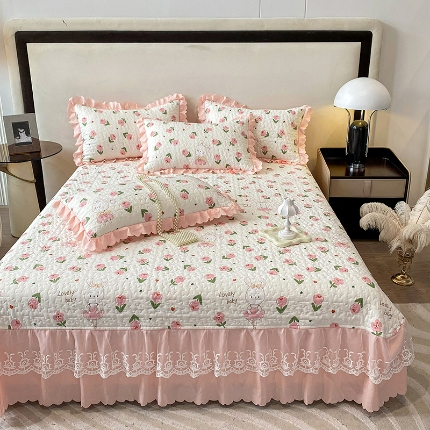 91家纺网 家纺一手货源 找家纺 （总）漫布云2025春夏A类小清新双层纱棉麻泡泡棉床盖三件套有氧提花小竺棉纯棉全棉泡泡纱床盖三件套