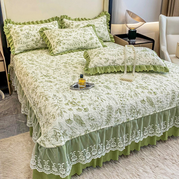 91家纺网 家纺一手货源 找家纺 （总）漫布云2025春夏A类小清新双层纱棉麻泡泡棉床盖三件套有氧提花小竺棉纯棉全棉泡泡纱床盖三件套