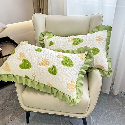 91家纺网 家纺一手货源 找家纺 漫布云2025春夏A类母婴级双层纱棉麻夹棉枕套一对泡泡纱泡泡棉全棉磨毛纯棉水洗棉夹棉花边枕套一对 