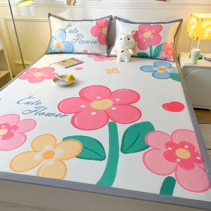 91家纺网 家纺一手货源 找家纺 九花鹿2024新款A类大版碳光冰丝凉席两件套三件套