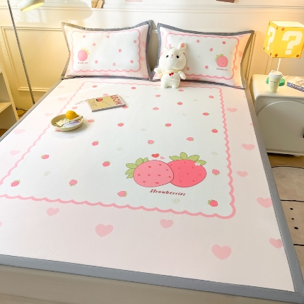 91家纺网 家纺一手货源 找家纺 九花鹿2024新款A类大版碳光冰丝凉席两件套三件套