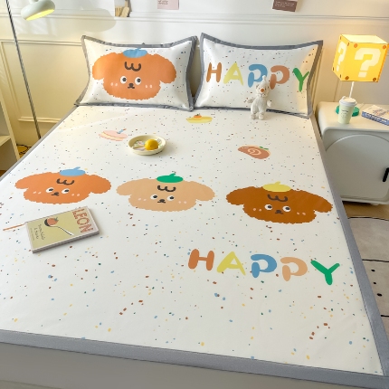 91家纺网 家纺一手货源 找家纺 九花鹿2024新款A类大版碳光冰丝凉席两件套三件套