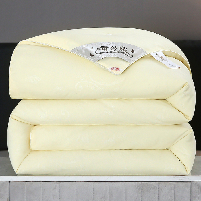91家纺网 家纺一手货源 找家纺 恒鑫家纺 2025新款全棉提花蚕丝被 黄色