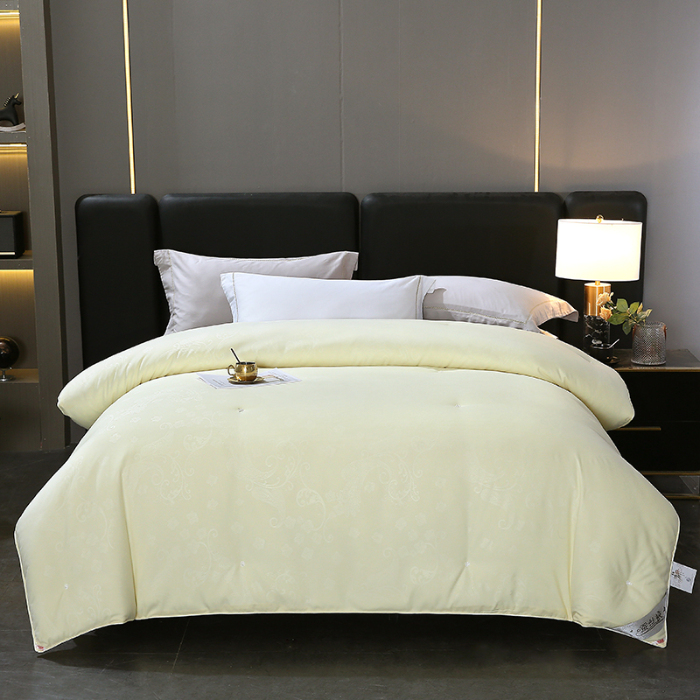 91家纺网 家纺一手货源 找家纺 恒鑫家纺 2025新款全棉提花蚕丝被 黄色