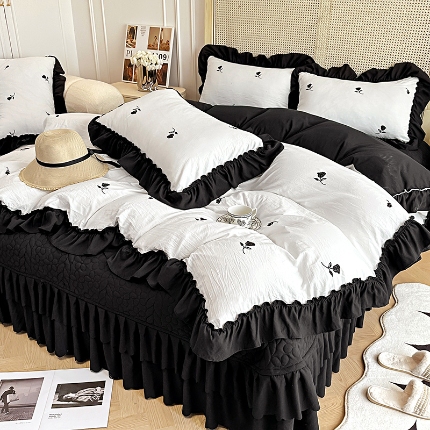 （总）苏米娜2024小红书多巴胺ins风法式小香风糯小棉散点玫瑰床盖款四件套水洗棉纯棉全棉夏被四件套