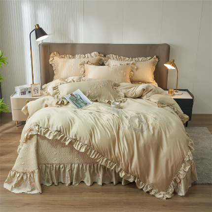 恒爱家纺 A类60s天丝轻奢夫人系列夏被床盖四件套 轻奢金