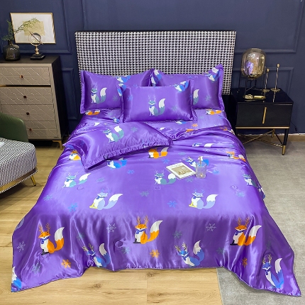 91家纺网 家纺一手货源 找家纺 （总）10 经年：2025年印花丝绸冰丝水洗真丝夏被四件套 直播爆款