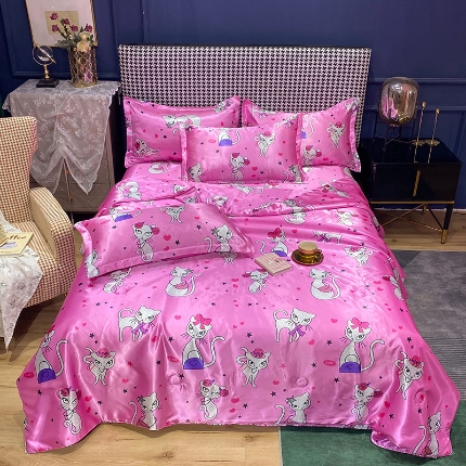 91家纺网 家纺一手货源 找家纺 （总）10 经年：2025年印花丝绸冰丝水洗真丝夏被四件套 直播爆款