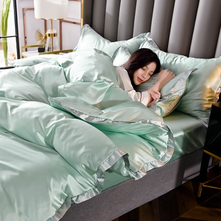 91家纺网 家纺一手货源 找家纺 （总）5经年 2025年奢华真丝手感水洗冰丝天丝四件套直播爆款 初见系列