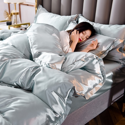 91家纺网 家纺一手货源 找家纺 （总）5经年 2025年奢华真丝手感水洗冰丝天丝四件套直播爆款 初见系列