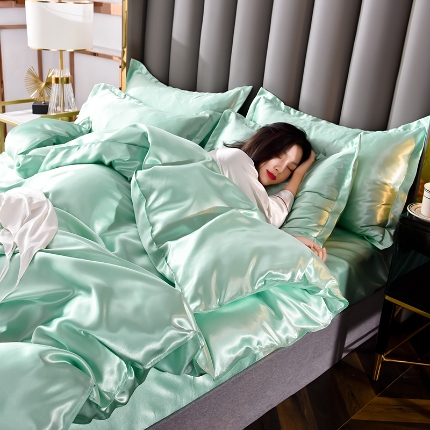 91家纺网 家纺一手货源 找家纺 （总）6经年 2025新款特价款丝绸水洗真丝冰丝四件套 直播爆款