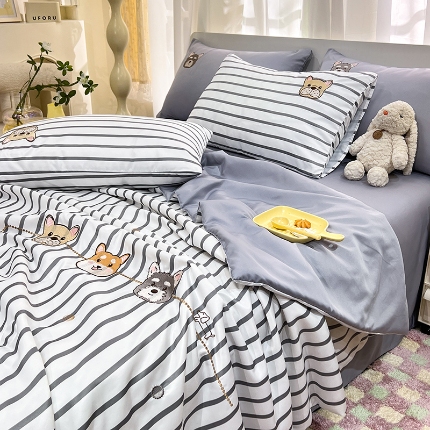 91家纺网 家纺一手货源 找家纺 （总）经年 2025新款水洗真丝夏被四件套 好伙伴系列