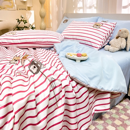 91家纺网 家纺一手货源 找家纺 （总）经年 2025新款水洗真丝夏被四件套 好伙伴系列