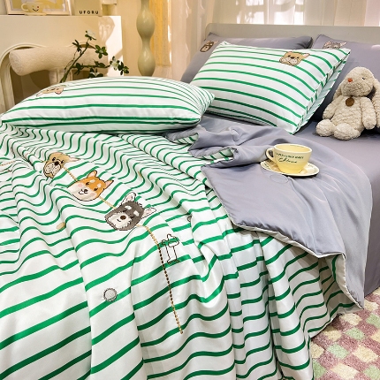 91家纺网 家纺一手货源 找家纺 （总）经年 2025新款水洗真丝夏被四件套 好伙伴系列