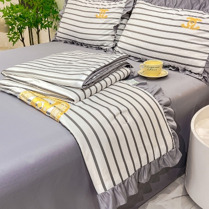 91家纺网 家纺一手货源 找家纺 （总）新22 经年2025年 水洗真丝韩版夏被四件套浅夏系列