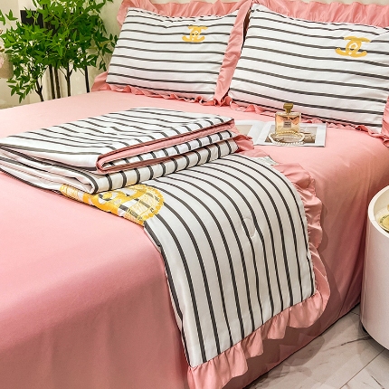 91家纺网 家纺一手货源 找家纺 （总）新22 经年2025年 水洗真丝韩版夏被四件套浅夏系列