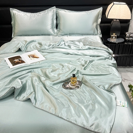 91家纺网 家纺一手货源 找家纺 （总）新18 经年2025年 夏季丝绸真丝手感水洗真丝夏被四件套