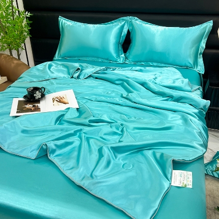 91家纺网 家纺一手货源 找家纺 （总）新18 经年2025年 夏季丝绸真丝手感水洗真丝夏被四件套