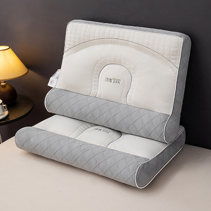 91家纺网 家纺一手货源 找家纺 贵夫人 2024新款A类深睡护颈记忆枕枕头枕芯 米灰 低枕48*74cm/对