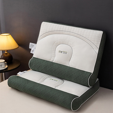 贵夫人 2024新款A类深睡护颈记忆枕枕头枕芯 果绿 中枕48*74cm/对