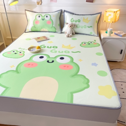 91家纺网 家纺一手货源 找家纺 九花鹿2024新款A类大版碳光冰丝凉席床笠款三件套四件套