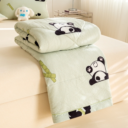 91家纺网 家纺一手货源 找家纺 壹张床 2025新款提花泡泡棉夏被夏凉被空调被 顽皮熊猫