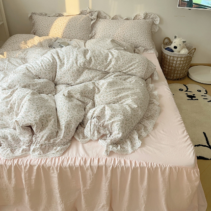 91家纺网 家纺一手货源 找家纺 （总）轻奢坊 2024新款韩系ins花边款清甜系列四件套