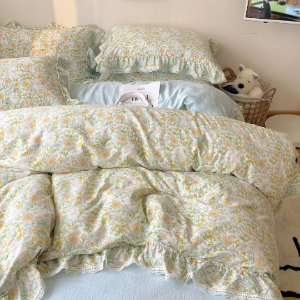 91家纺网 家纺一手货源 找家纺 （总）轻奢坊 2024新款韩系ins花边款清甜系列四件套