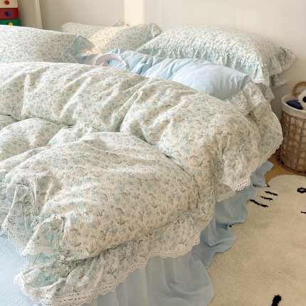 91家纺网 家纺一手货源 找家纺 （总）轻奢坊 2024新款韩系ins花边款清甜系列四件套