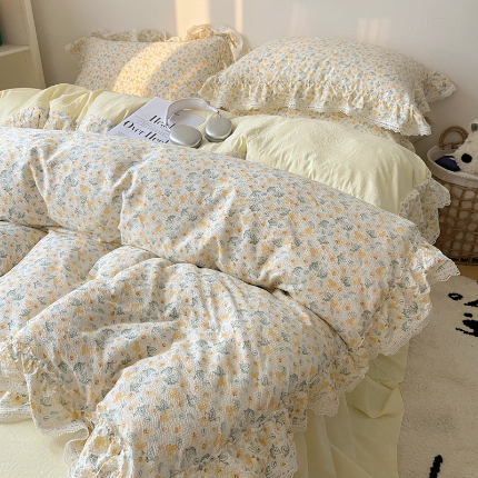 91家纺网 家纺一手货源 找家纺 （总）轻奢坊 2024新款韩系ins花边款清甜系列四件套