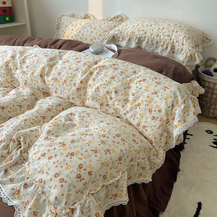 91家纺网 家纺一手货源 找家纺 （总）轻奢坊 2024新款韩系ins花边款清甜系列四件套