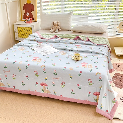 91家纺网 家纺一手货源 找家纺 （总）【苏东来】2024印花凉感丝冰豆豆被夏被被子夏凉被空调被凉豆豆被小竺棉泡泡棉双层纱夏被