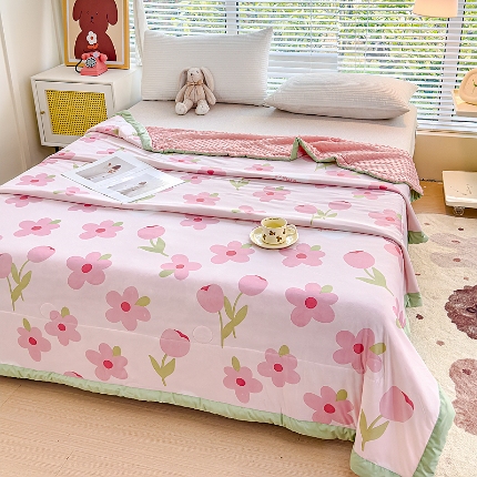 91家纺网 家纺一手货源 找家纺 （总）【苏东来】2024印花凉感丝冰豆豆被夏被被子夏凉被空调被凉豆豆被小竺棉泡泡棉双层纱夏被