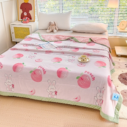 91家纺网 家纺一手货源 找家纺 （总）【苏东来】2024印花凉感丝冰豆豆被夏被被子夏凉被空调被凉豆豆被小竺棉泡泡棉双层纱夏被