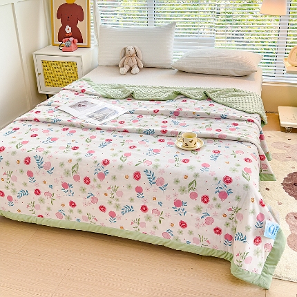 91家纺网 家纺一手货源 找家纺 （总）【苏东来】2024印花凉感丝冰豆豆被夏被被子夏凉被空调被凉豆豆被小竺棉泡泡棉双层纱夏被