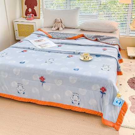 91家纺网 家纺一手货源 找家纺 （总）【苏东来】2024印花凉感丝冰豆豆被夏被被子夏凉被空调被凉豆豆被小竺棉泡泡棉双层纱夏被