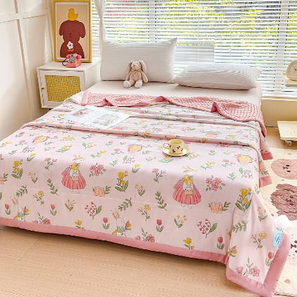 91家纺网 家纺一手货源 找家纺 （总）【苏东来】2024印花凉感丝冰豆豆被夏被被子夏凉被空调被凉豆豆被小竺棉泡泡棉双层纱夏被