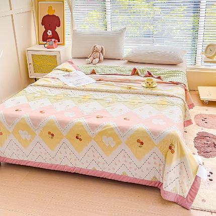 91家纺网 家纺一手货源 找家纺 （总）【苏东来】2024印花凉感丝冰豆豆被夏被被子夏凉被空调被凉豆豆被小竺棉泡泡棉双层纱夏被