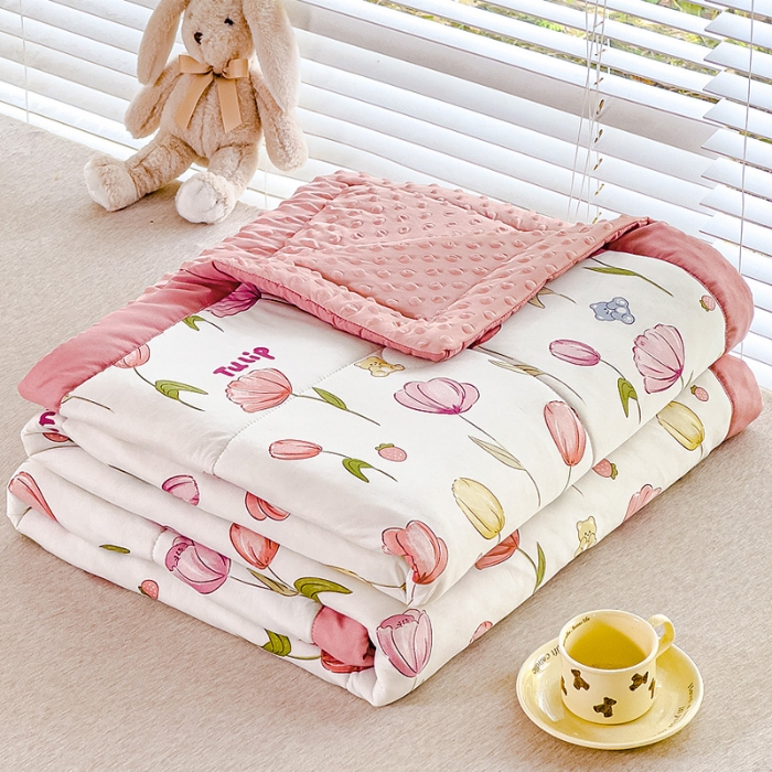 91家纺网 家纺一手货源 找家纺 （总）【苏东来】2024印花凉感丝冰豆豆被夏被被子夏凉被空调被凉豆豆被小竺棉泡泡棉双层纱夏被